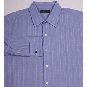 Martin Greenfield Custom Tailored Blue Yellow Plaid FC Dress Shirt (42) 16.5-32